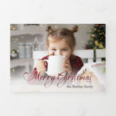 金ゴールドきらめくメリークリスマス書道写真 三つ折りクリスマスカード (カバー)