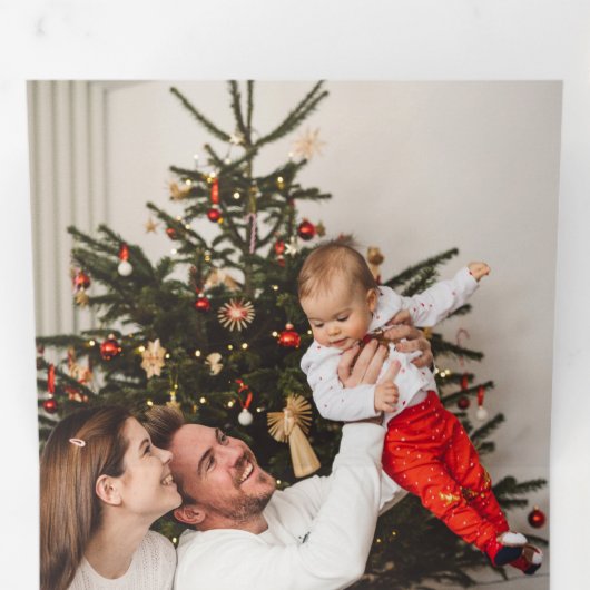 金ゴールドきらめくメリークリスマス書道写真 三つ折りクリスマスカード (内部最初)