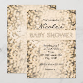 金ゴールドきらめくライトベビーシャワー招待状 招待状 (正面/裏面)
