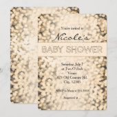 金ゴールドきらめくライトベビーシャワー招待状 招待状 (正面/裏面)