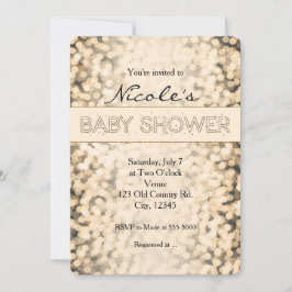 金ゴールドきらめくライトベビーシャワー招待状 招待状