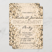 金ゴールドきらめくライト婚約パーティ招待状 招待状 (正面/裏面)