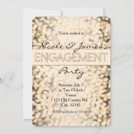 金ゴールドきらめくライト婚約パーティ招待状 招待状