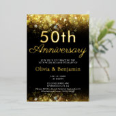 金ゴールドきらめくライト50結婚周年 箔招待状 (立ち正面)