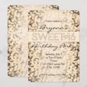 金ゴールドきらめくライトSWEET 16パーティの招待状 招待状 (正面/裏面)