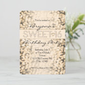 金ゴールドきらめくライトSWEET 16パーティの招待状 招待状 (スタンド正面)