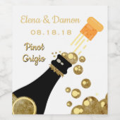 金ゴールドきらめくワイ結婚ンバブル ワインラベル (シングルラベル)