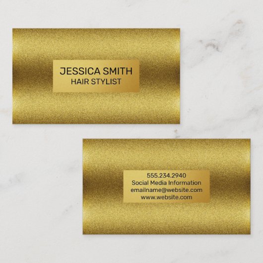 金ゴールドきらめく及び金属フェイク金ゴールド 名刺 (正面/裏面)