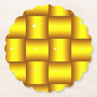 金ゴールドきらめく型の円形紙コースター ペーパーコースター