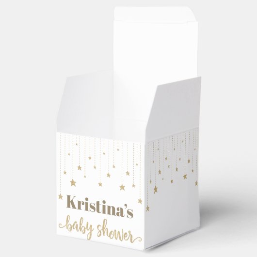金ゴールドきらめく小さな星の赤ちゃんシャワー フェイバーボックス (オープン)