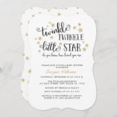 金ゴールドきらめく小さな星の赤ちゃんシャワー 招待状 (正面/裏面)