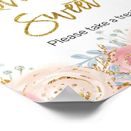 金ゴールドきらめく水の色愛は甘いサイン ポスター (角)