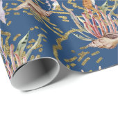 金ゴールドきらめく水中サンゴ水上水族館 ラッピングペーパー (ロールコーナー)