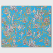 金ゴールドきらめく水中サンゴ水上水族館 ラッピングペーパー (フラット)