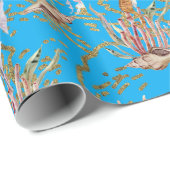 金ゴールドきらめく水中サンゴ水上水族館 ラッピングペーパー (ロールコーナー)