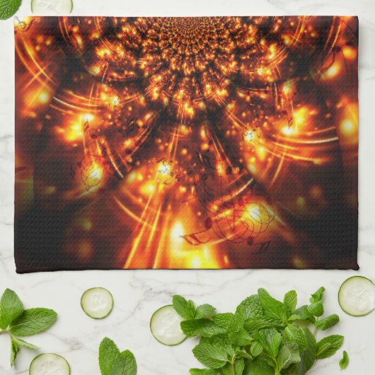 金ゴールドきらめく灯 キッチンタオル (折り畳み)