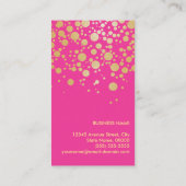 金ゴールドきらめく紙吹雪ドット – トレンディー美しいピンク 名刺 (裏面)