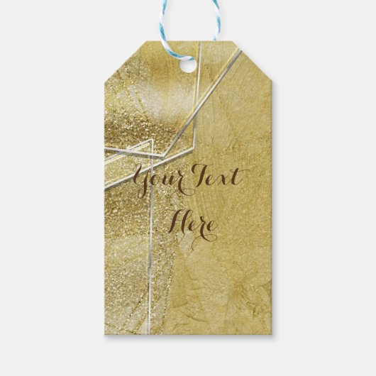 金ゴールドきらめく結晶ガラスGlamデザイナースタイル ギフトタグ (正面)