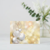 金ゴールドきらめく背景白シルバーオーナメント ポストカード (スタンド正面)