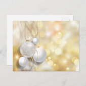 金ゴールドきらめく背景白シルバーオーナメント ポストカード (正面/裏面)