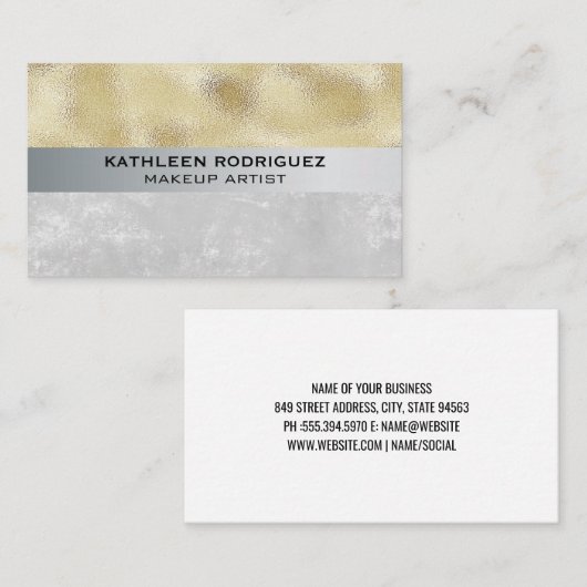 金ゴールドきらめく |テクスチャカラーブロック 名刺 (正面/裏面)