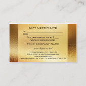 金ゴールドきらめく《写真》ぼけ味ギフト証明書テンプレート 割引カード (裏面)
