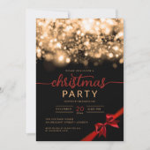 金ゴールドきらめくWinter Companyクリスマスパーティー 招待状 (正面)