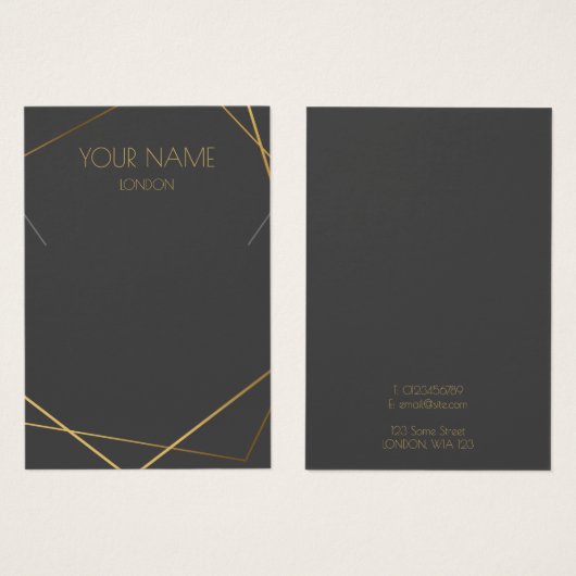 金ゴールドきんつぎ幾何学的ネックレス表示カード (正面&裏面)