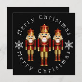 金ゴールドくるみクラッカーがクリスマスカードをパーソナライズ サンキューカード (正面/裏面)