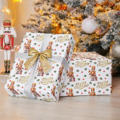 金ゴールドくるみ割りフェスティバルメリークリスマス ラッピングペーパー
