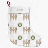 金ゴールドくるみ割り懐古 スモールクリスマスストッキング (正面)