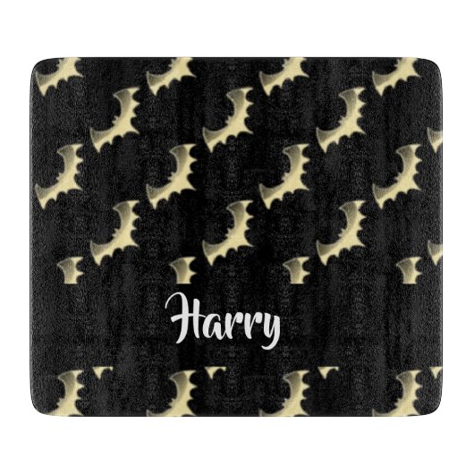 金ゴールドこうもりオン黒 カッティングボード (正面)