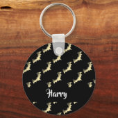 金ゴールドこうもりオン黒 キーホルダー (正面)