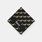 金ゴールドこうもりオン黒 スタンダードカクテルナプキン (角)