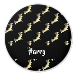 金ゴールドこうもりオン黒 セラミックノブ