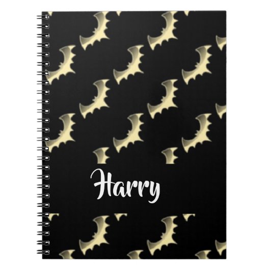 金ゴールドこうもりオン黒 ノートブック (正面)