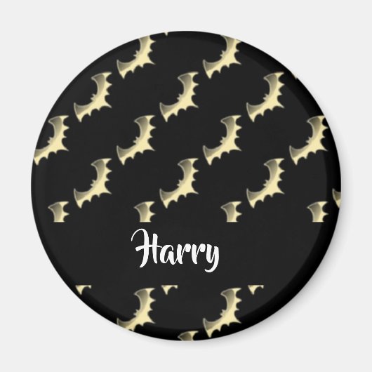 金ゴールドこうもりオン黒 マグネット (正面)