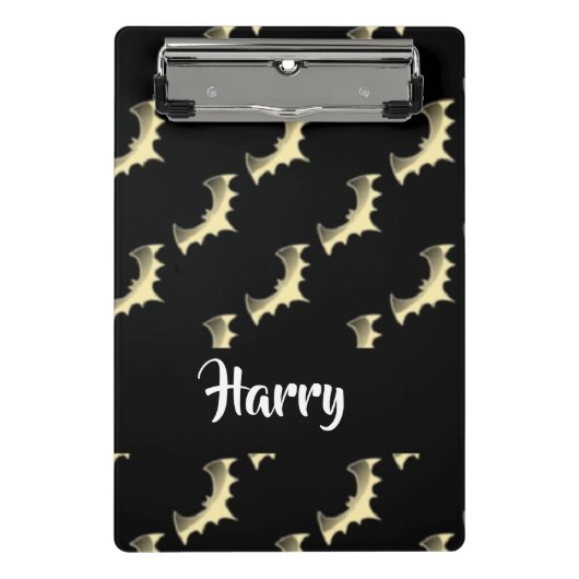 金ゴールドこうもりオン黒 ミニクリップボード (正面)