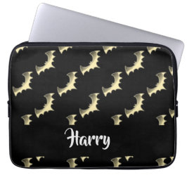金ゴールドこうもりオン黒 ラップトップスリーブ