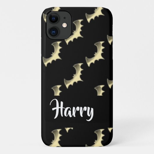 金ゴールドこうもりオン黒 Case-Mate iPhoneケース (裏面)