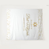 金ゴールドこうもりバー(ユダヤ教の)バル・ミツバーフォトバックグラウンド タペストリー (正面(横))