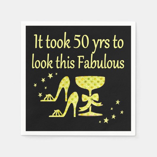 金ゴールドこの素晴らしい見た目に50年かかった スタンダードカクテルナプキン (正面)