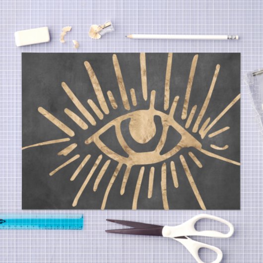 金ゴールドすべて見る目のコールグレー動揺して黒 薄葉紙 (クラフト)