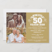 金ゴールドたった今結婚しました50結婚周年記念写真2 招待状 (正面)