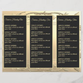 金ゴールドつる植物とブラックメニューと価格 チラシ (裏面)