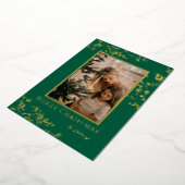 金ゴールドつる植物ワンフォトフレームフォイルホリデーカード 箔シーズンカード (回転した状態)