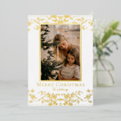 金ゴールドつる植物ワンラージフォトフォイルホリデーカード 箔シーズンカード (立ち正面)