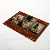 金ゴールドつる植物3フォトフォイルホリデーカード 箔シーズンカード (回転した状態)