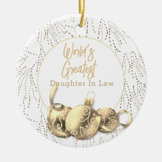 金ゴールドで世界で最も偉大な娘 セラミックオーナメント (正面)