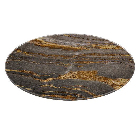 金ゴールドで覆われた灰色の大理石のテクスチャ付きの背景。 カッティングボード (角)